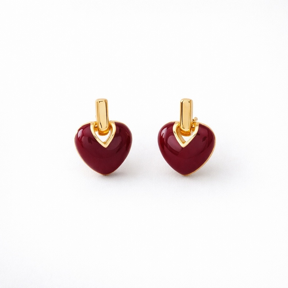Red Heart Drop Earrings (2710)